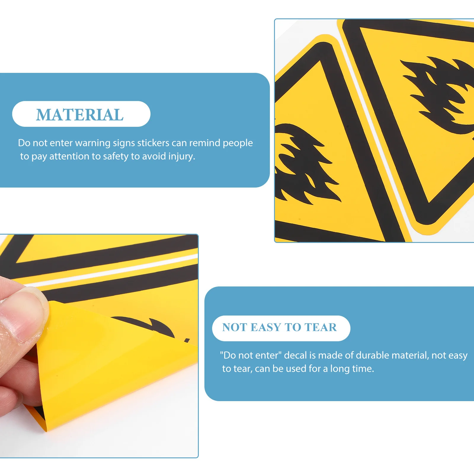 

6Pcs Warning Stickers Safety Signs High Viscosity Easy Peel Stick Abrasion Resistant Sticker