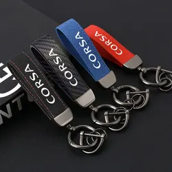 Suede Leather Keychain Car Key Chain Anti-Lost Keychain With KeyRing Simple Waist Belt Clip Holder For opel Corsa Accessories