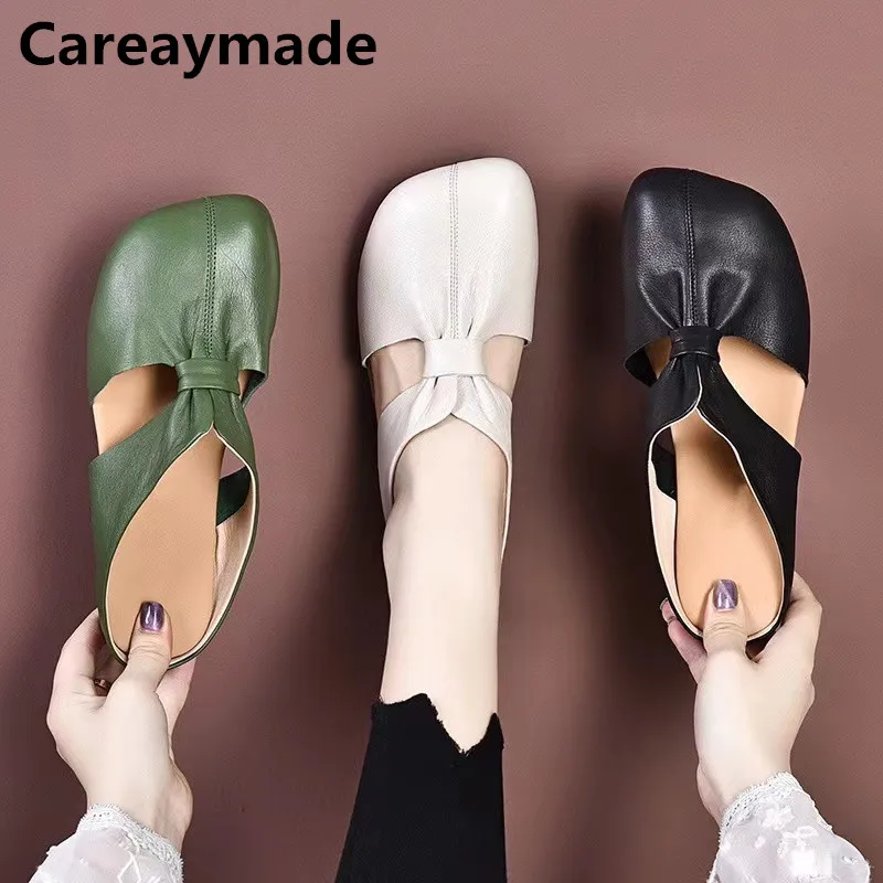 Careaymade-Summer,100% Genuine Leather women\'s Slipper New soft sole women\'s shoes the retro art mori girl shoes,Ladies Slippers