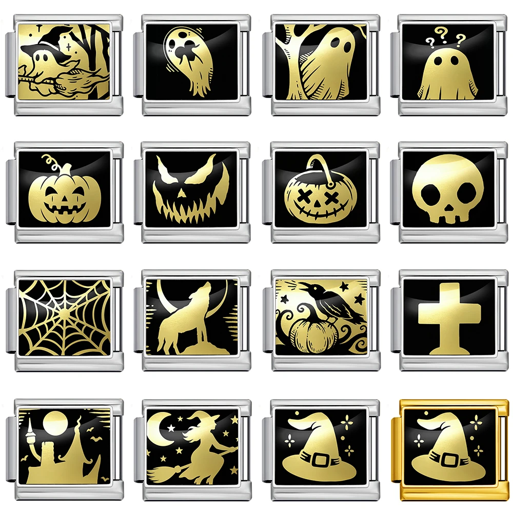 Original Design Halloween-Serie Edelstahlschmuck Italienische Glieder passend für 9mm Armband DIY-Charm Modische Handkette – Detail 2