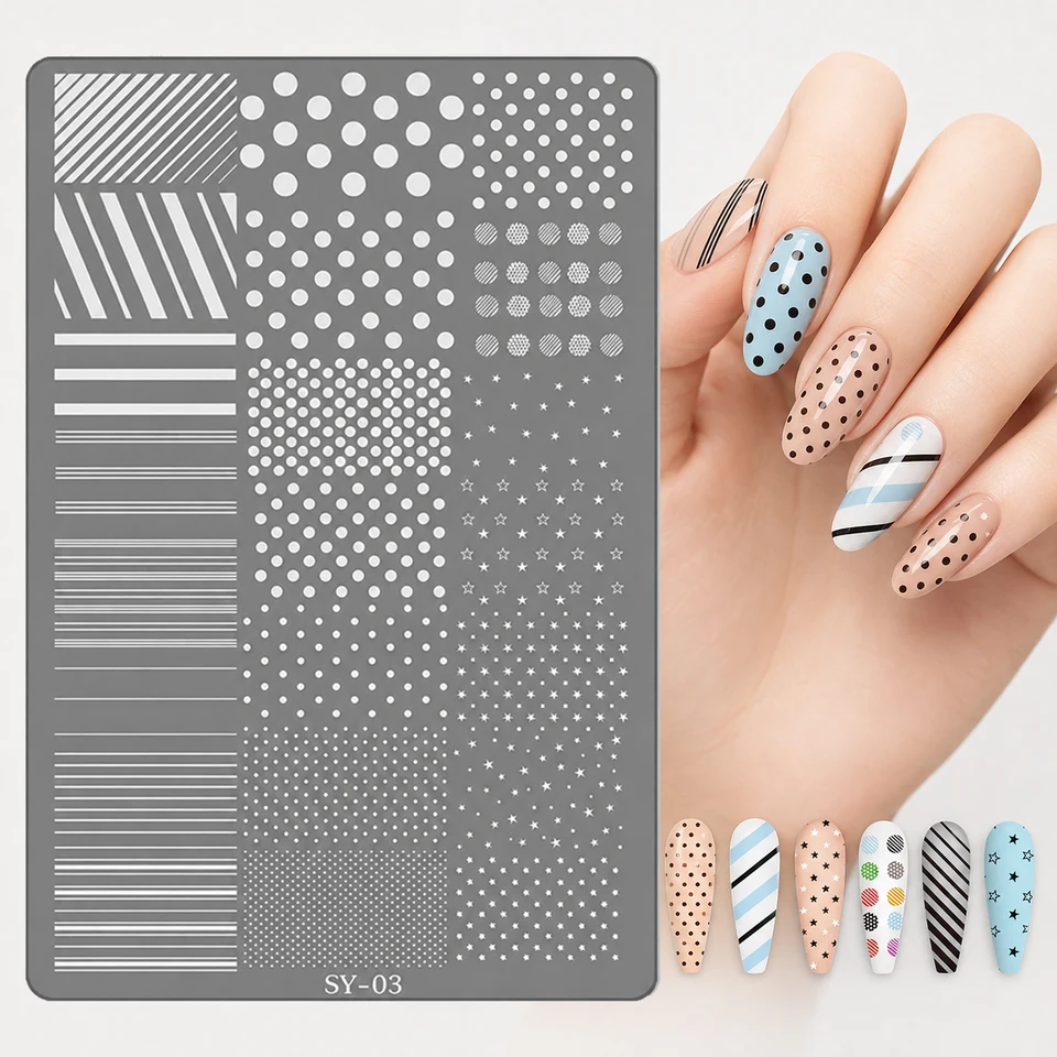 BNG Placas de Estampado para Uñas 10 Diseños Plantilla de Arte de Uñas Acero Inoxidable Encaje Floral Geométrico Herramientas de Manicura 2
