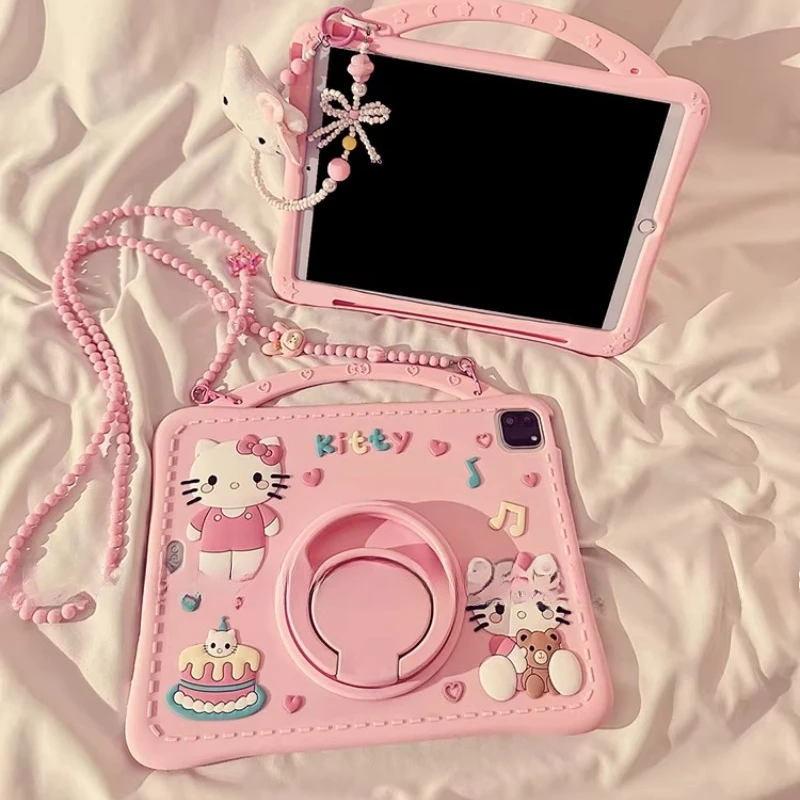 

Kawaii Hello Kitty rotate ipad pro 2024 2025 case for ipadair6 5 protective case tablet soft silicone mini 6 gift for girls kids