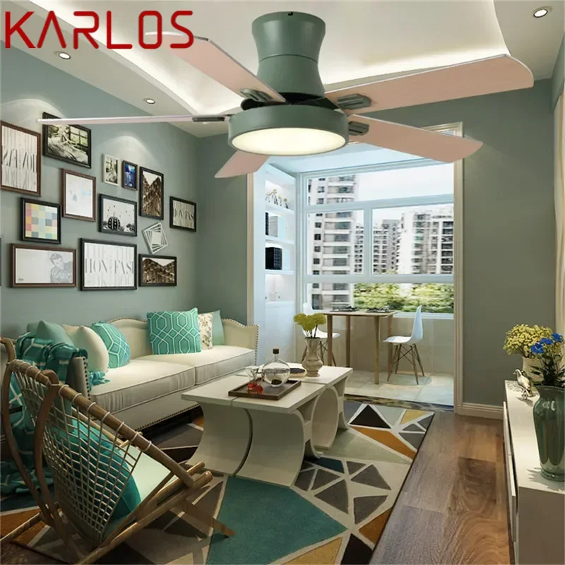 KARLOS Modern Fan Light LED Luxury Living Room Restaurant Bedroom Study Ceiling Fan Light Remote Electric Fan Light