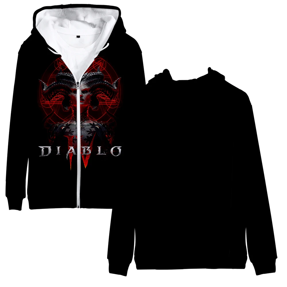 Game Diablo IV Hoodie Long Sleeve Women Men Zipper Sweatshirt 2023 New Harajuku Streetwear 3D Clothes