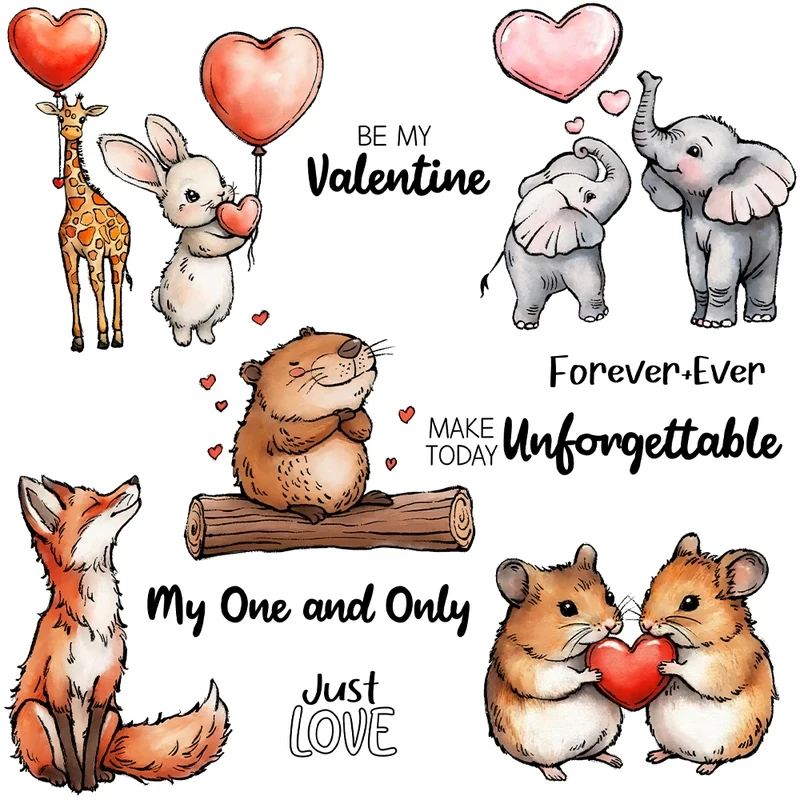 

Cute Animals Cutting Dies Clear Stamp Love Valentine's DIY Scrapbooking Metal Dies Silicone Stamp For Cards Albums