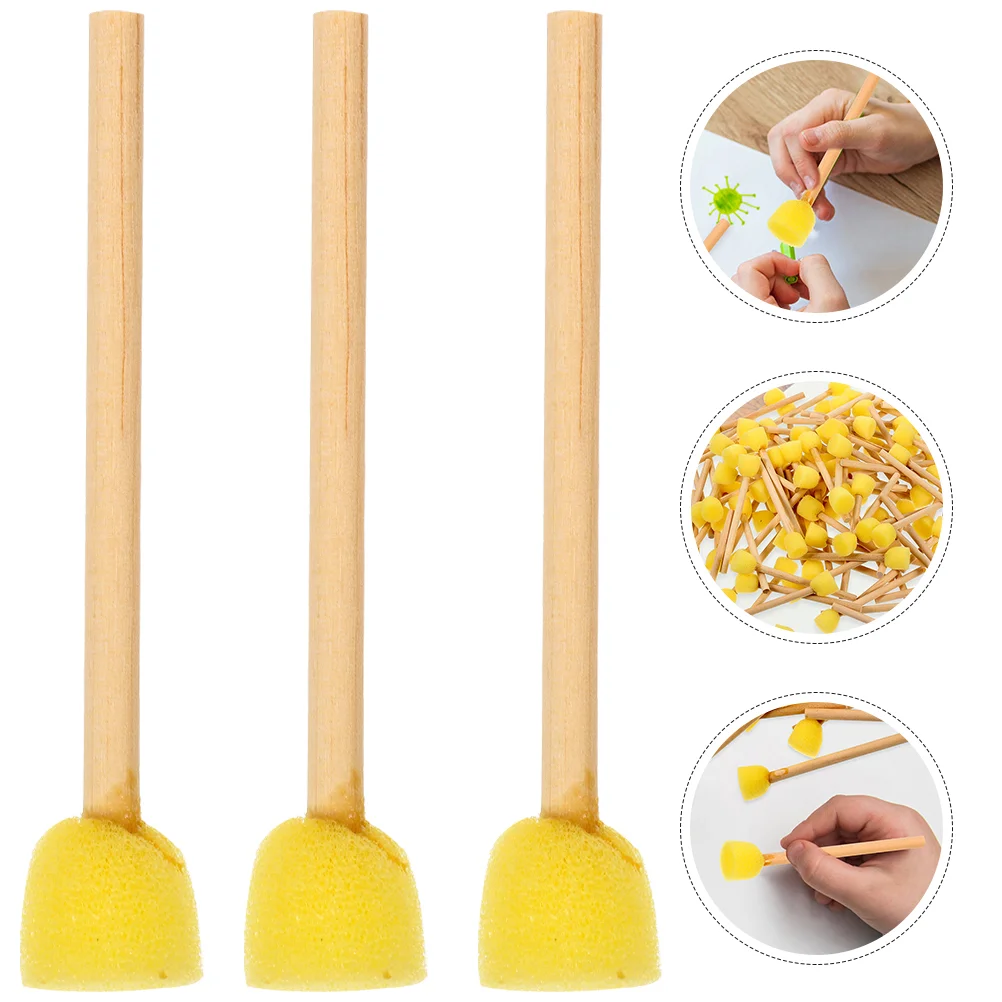 Brosse éponge à rouleau avec manche en bois, peinture lavable pour enfants, épurateur rond, 12 pièces