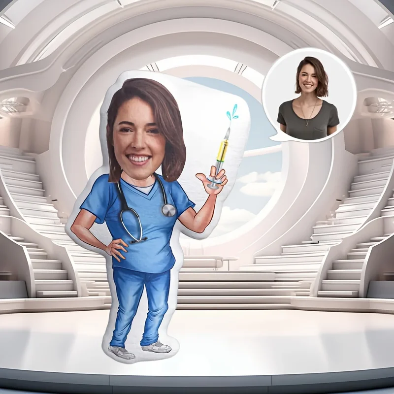 Professional Doctor Pillow Customization, Digital Printing Double-Sided Headshot, Hidden Zipper, All-Season Multifunctional Pill