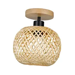 Bamboo Ceiling Lamp with No Bulb Rustic Style Dining Room Decor with Woven Bamboo Shade Pendant Lamp Cover Bambbo Pendant Light