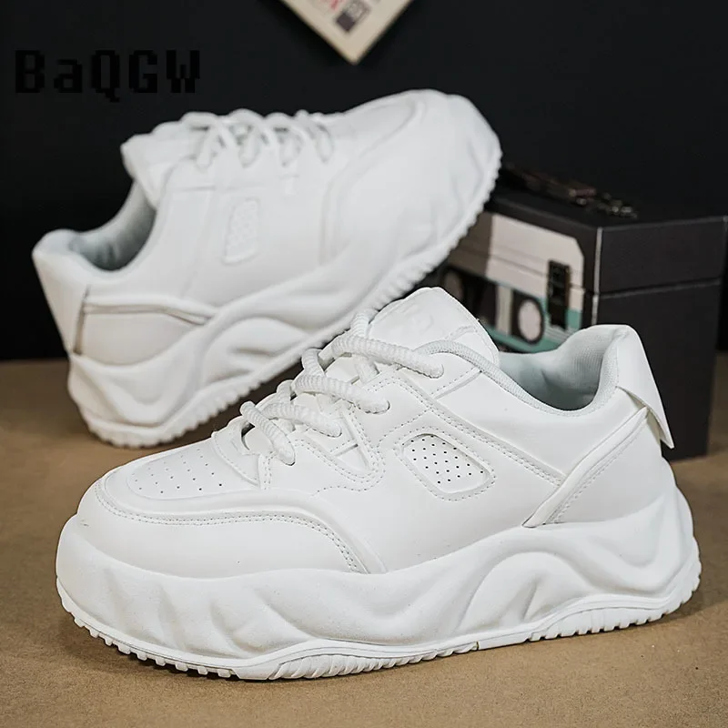 Chunky Sneakers Designer Men Running Shoes Fashion Casual Leather Breathable Height Increased Flat Platform Board Shoes