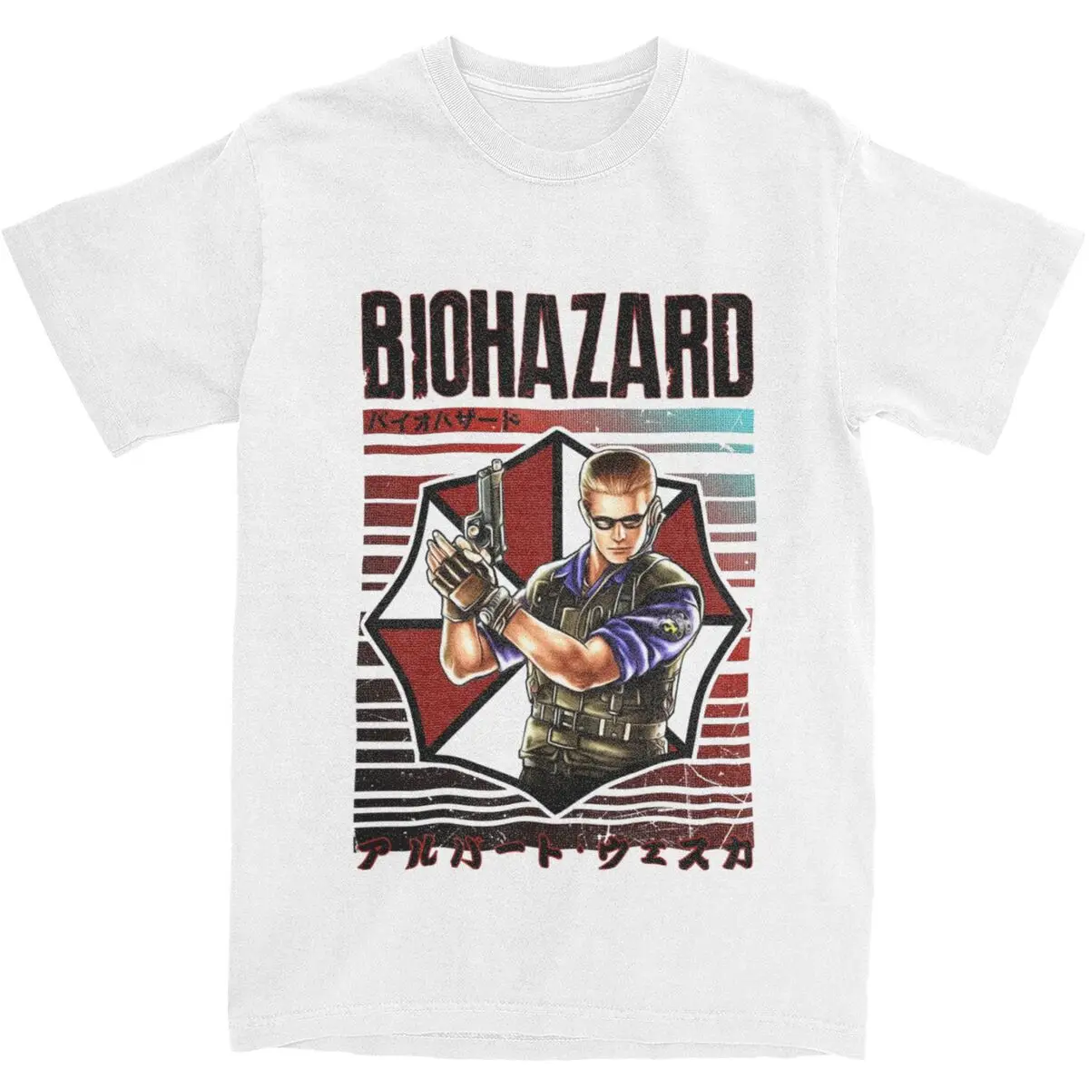 Vintage T Shirt Biohazaro Albert Wesker Cotton T-Shirts resident evils Trending Tee Shirt for Men Summer Awesome Casual Clothing