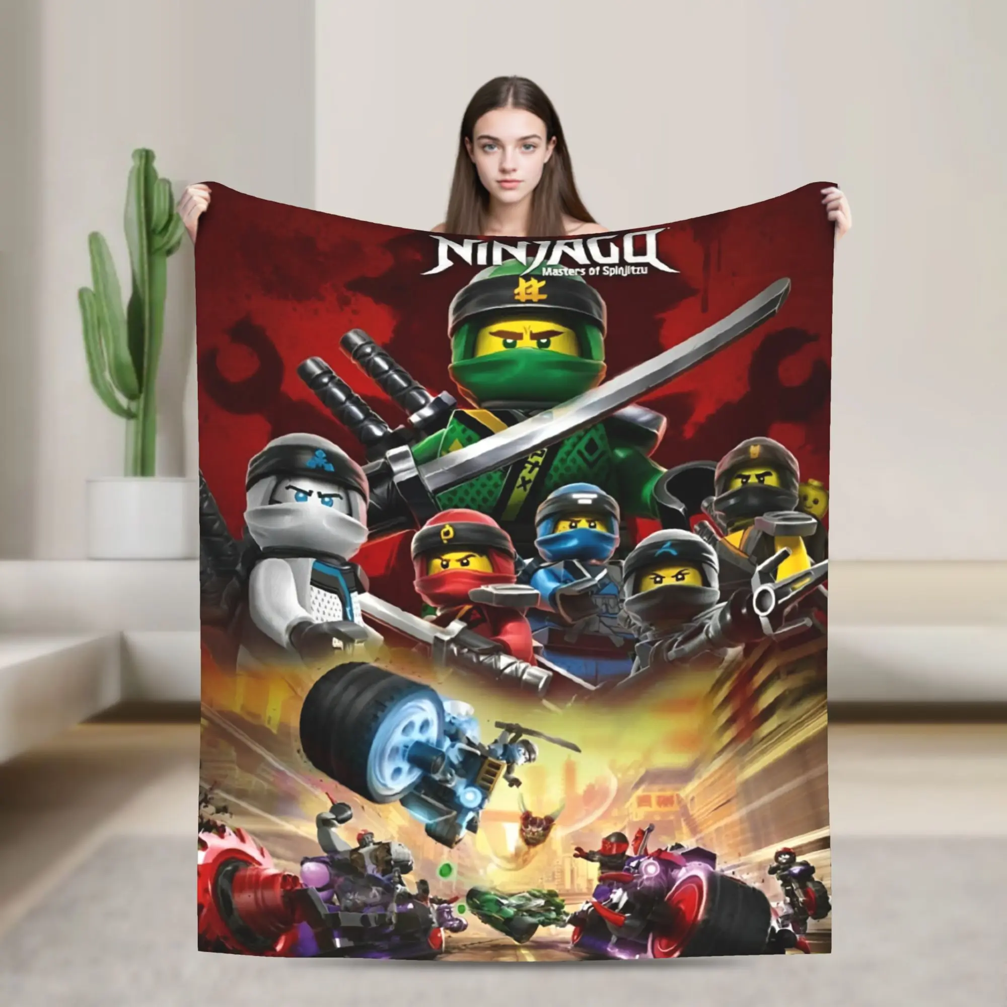 

N-ninjagos Knitted Blankets Fleece Soft Throw Blanket for Airplane Travel Bed Rug