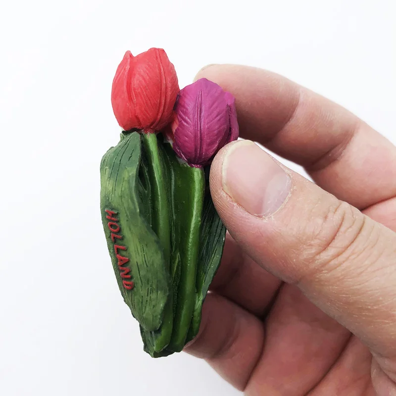 Dutch Tulip Flower Fridge Magnet, Resin Message Stickers, Tourist Souvenir, Crafts, Souvenir