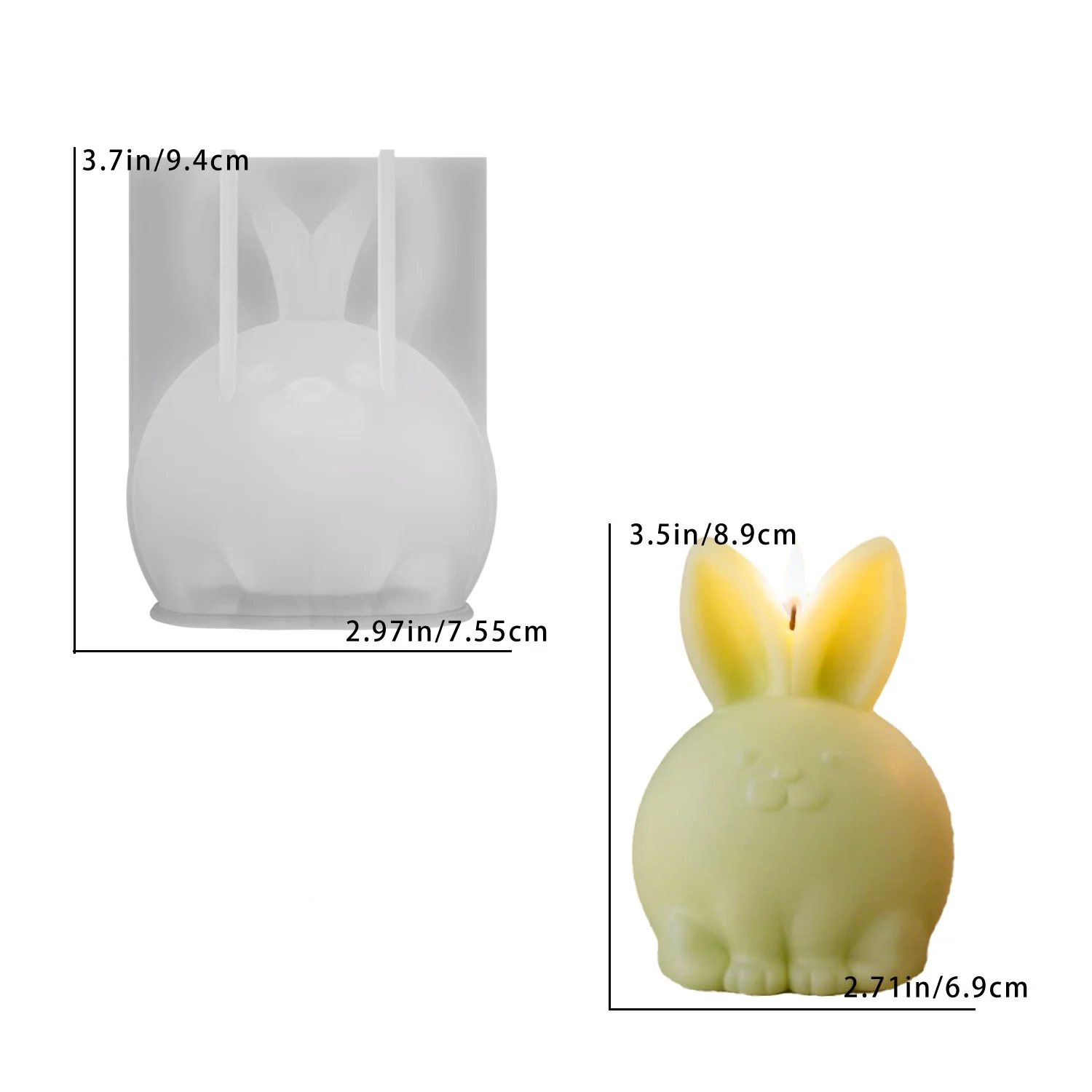 DIY Ostern süße mollige Hasen-Harzform für Duftkerzen, kaninchenförmige Gipsform