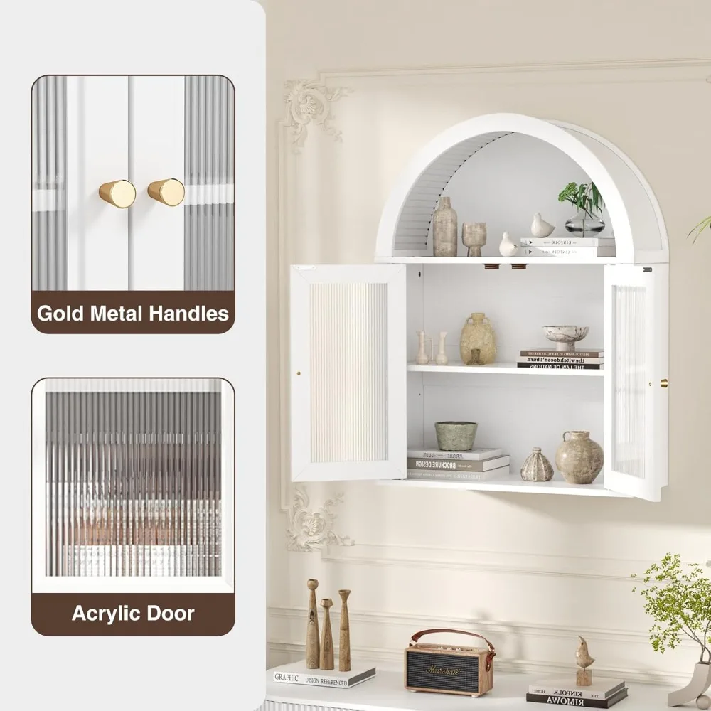 

Arched Bathroom Cabinet, Wall Mounted Bathroom Cabinet with Acrylic Doors and Adjustable Shelf, Customized
