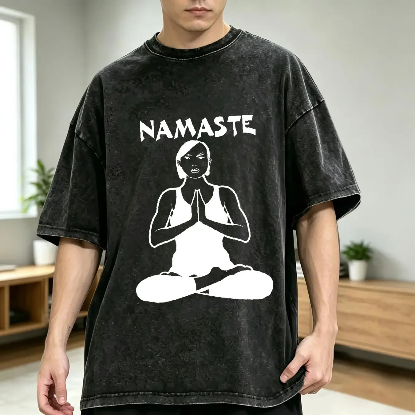 washed T Shirt Buddah Yoga Zen Buddhism Namaste Inner Calm 3XL 4XL 5XL Original long or short sleeves vintage Washed Soft