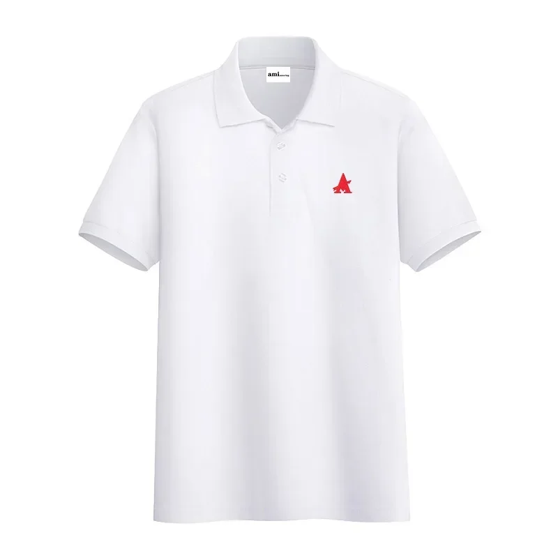 

MEN'S AMI AMORING Casual Solid Polo Shirt with Flip Collar and Pure Cotton T-Shirt