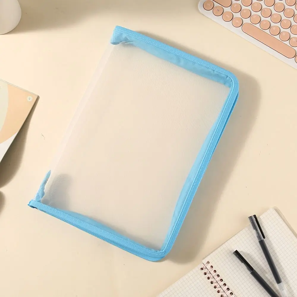 Multifunctional Transparent Zipper Pouch Large Capacity PP File Folder Bag Portable Solid Color Document Organizer Pouch