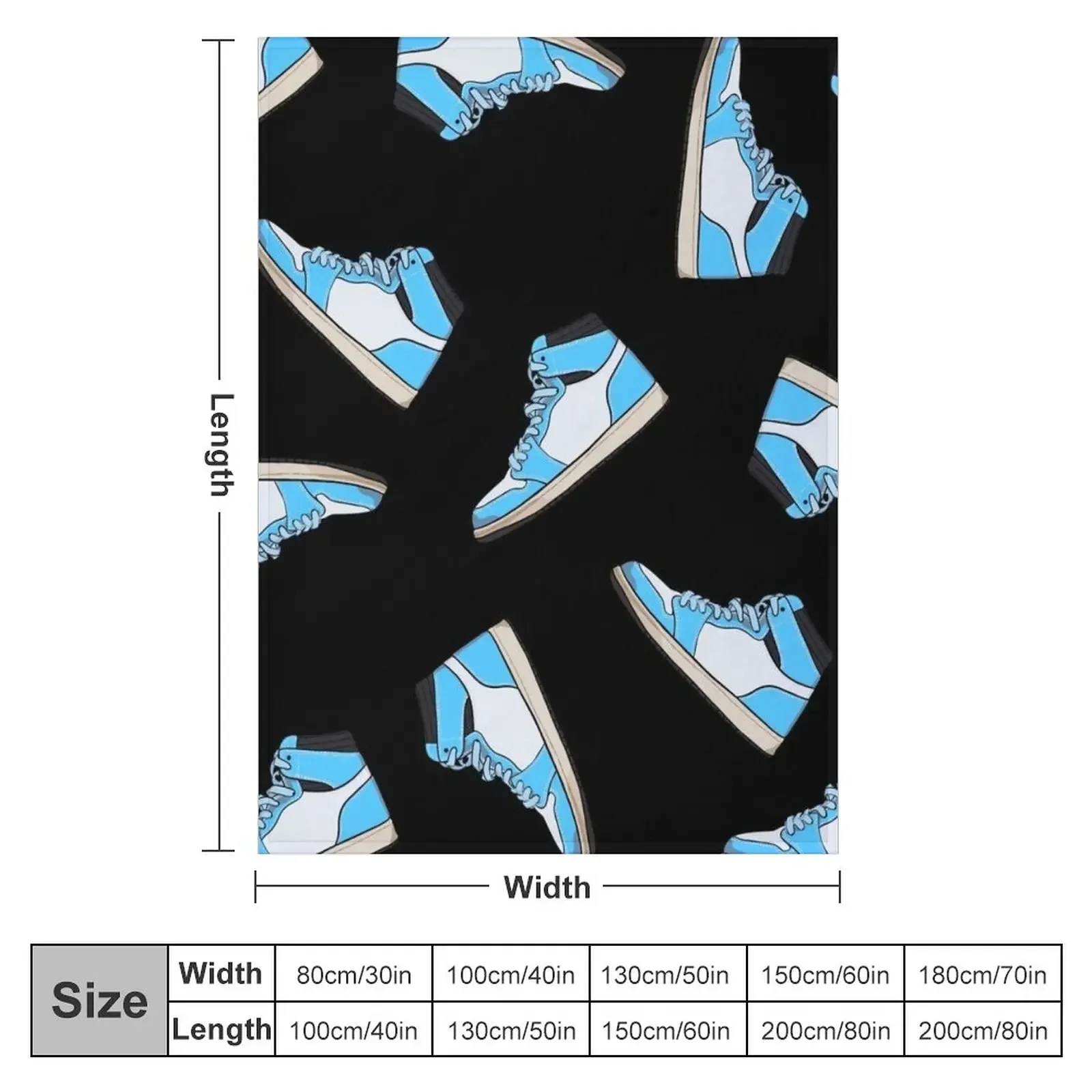 Blue and white high top sneaker pattern - black background Throw Blanket Winter beds halloween Blankets