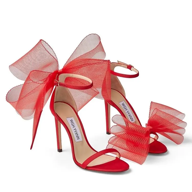 African Woman Shoe Beige High Heels 2026 Burgundy Big Bow 12cm Summer Straps Cover Latest Fine Scandals Pumps Butterfly-knot Thi