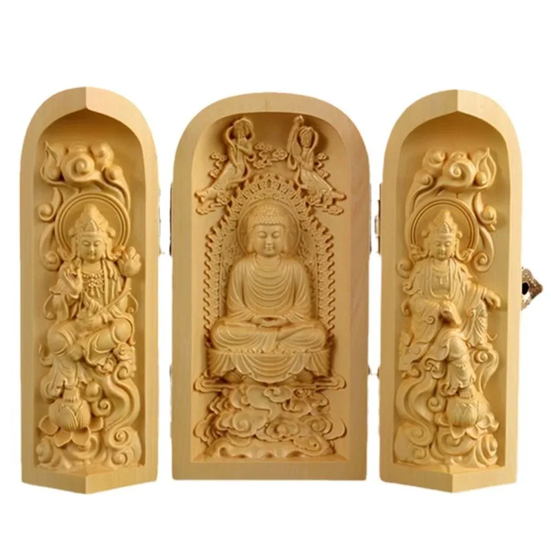 Solid Wood Carving Buddha Statue, Collapsible Sculpture, Living Room and Bedroom Decoration, Modern Art