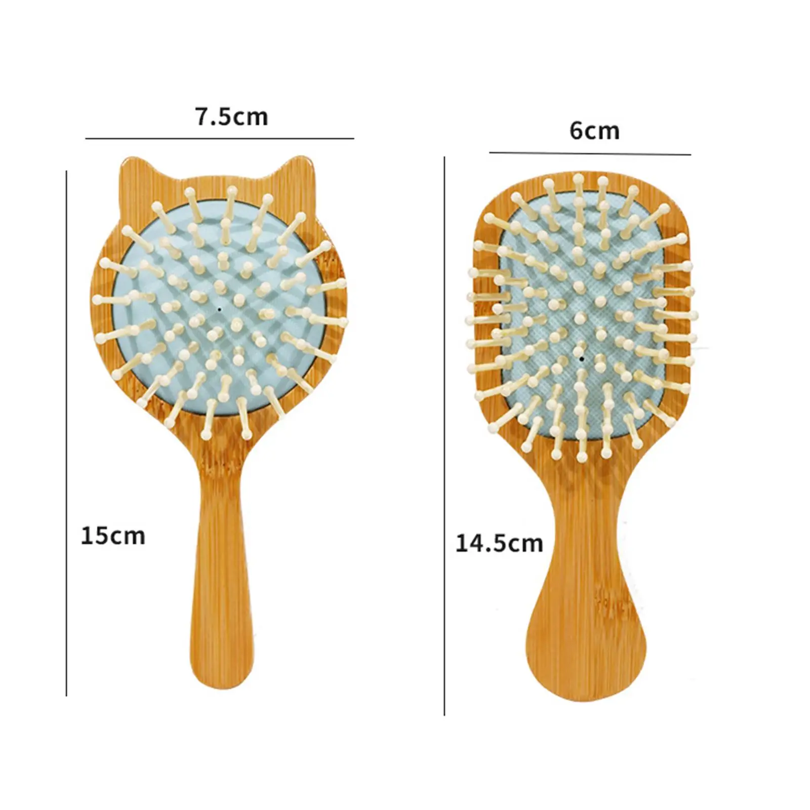 طقم فرش خيزران مدمجة للنساء ، مشط للشعر ، مقبض مريح ، مقاس سفر ، هدية صالون الطفل ، تدليك منزلي ، 2