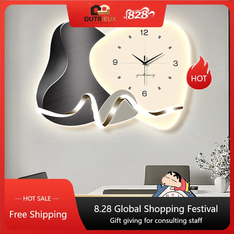 Luxury Bedroom Wall Watch Design Office Modern Led Large Decoration Wall Clock Living Room Kitchen Reloj De Pared Decor Items