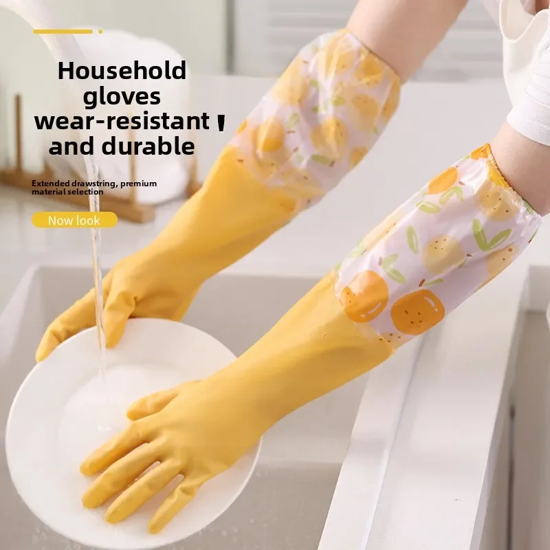 Fleece Lined Thickened Dishwashing Gloves Waterproof Durable Wear Resistant Kitchen Cleaning Laundry Autumn Winter