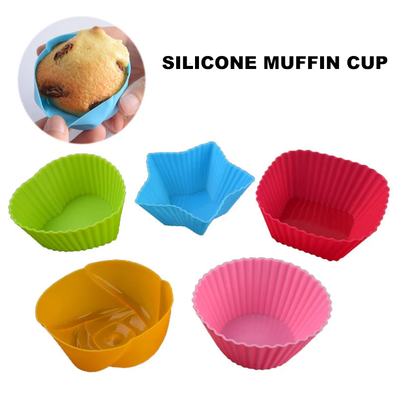 6Pcs/Lot Silicone Cake Mold Muffin Cupcake Bakeware Kitchen Gadgets Silicone Molds For Pastry DIY Tools Reusable Decorating