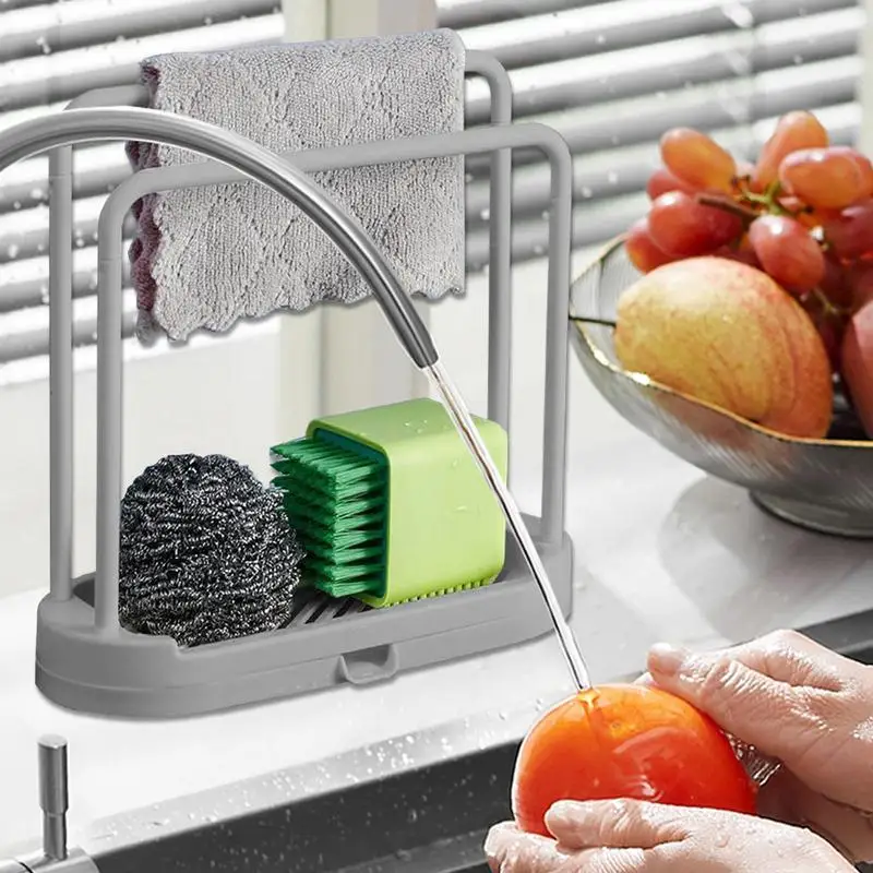 Rag Holder For Kitchen Sink Sink Storage Organizer Space-Saving Rag Holder With Drainage Tray For Kitchen Sink Sponge Dish Cloth