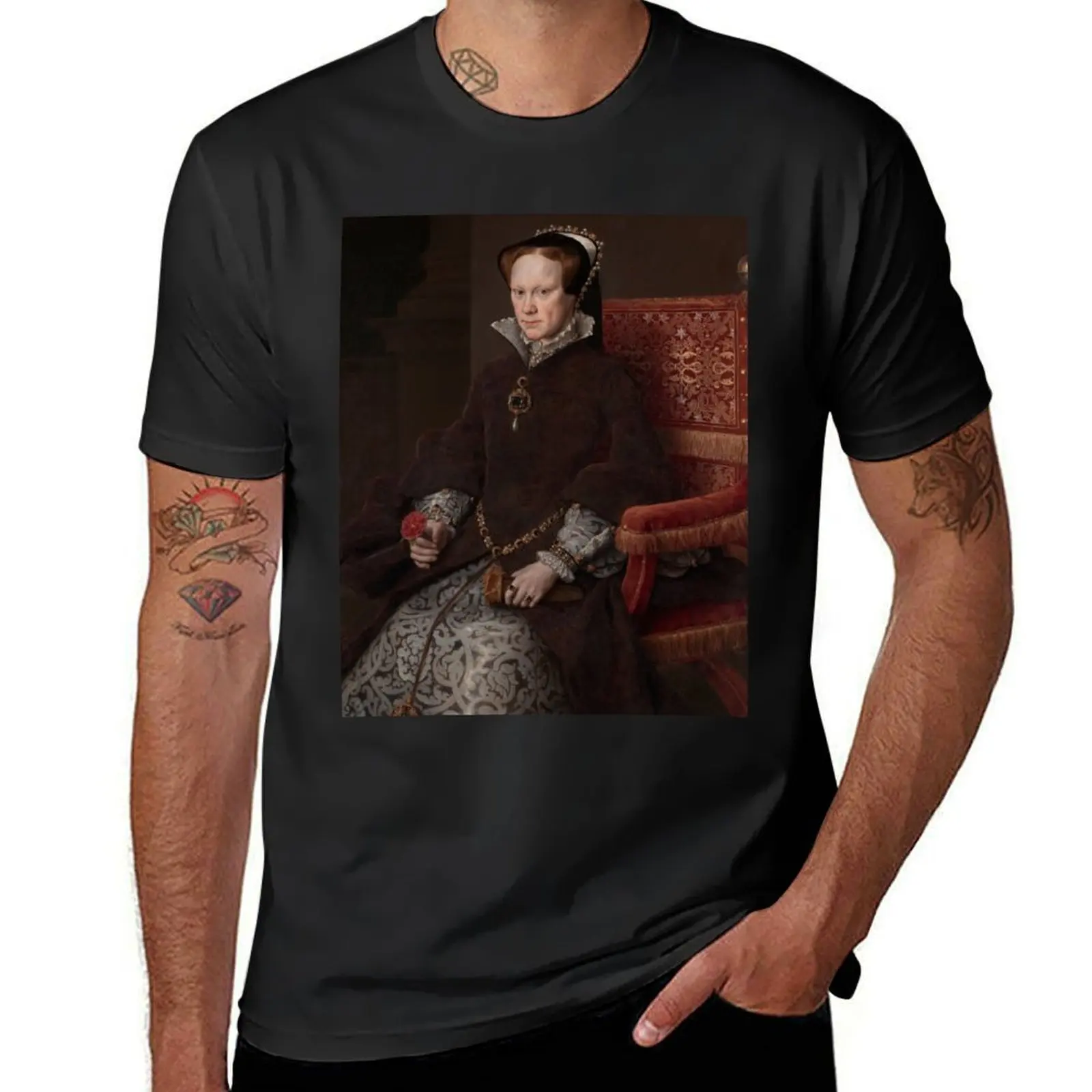 Queen Mary I of England - Portrait by Antonis Mor T-Shirt summer tops tees Men's t-shirts