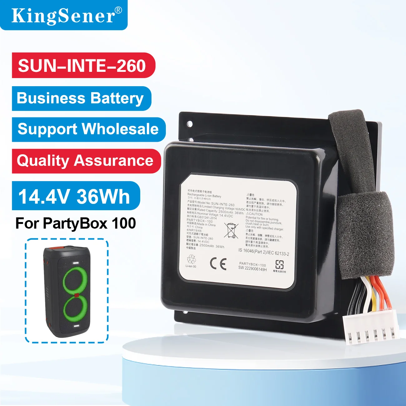 

KingSener SUN-INTE-260 Rechargeable Li-ion Battery For JBL PartyBox 100 Bluetooth Speaker