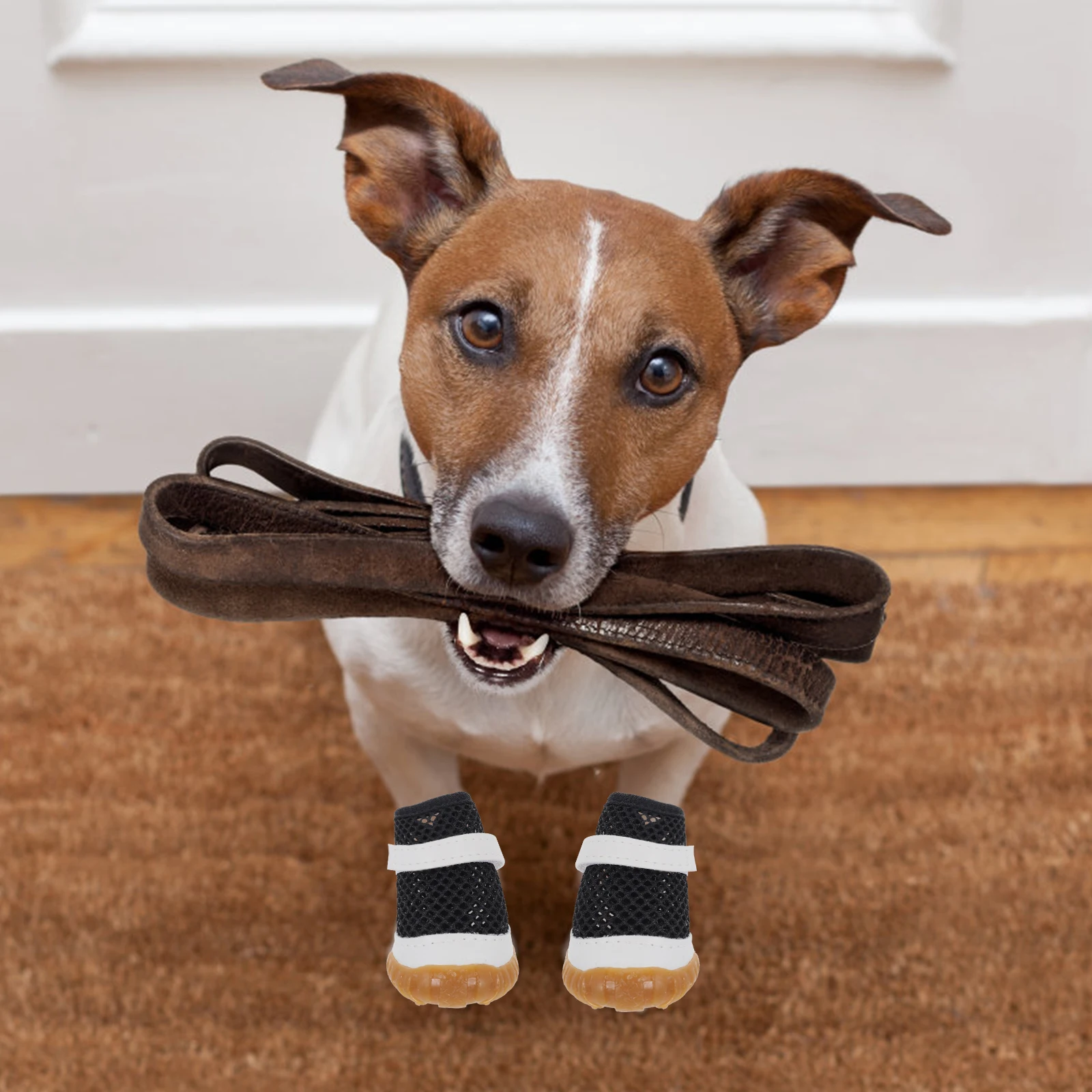

4 Pcs Dog Shoes for Hot Pavement Pet Breathable Paws Walking Boots Mesh Pvc Doggy Small