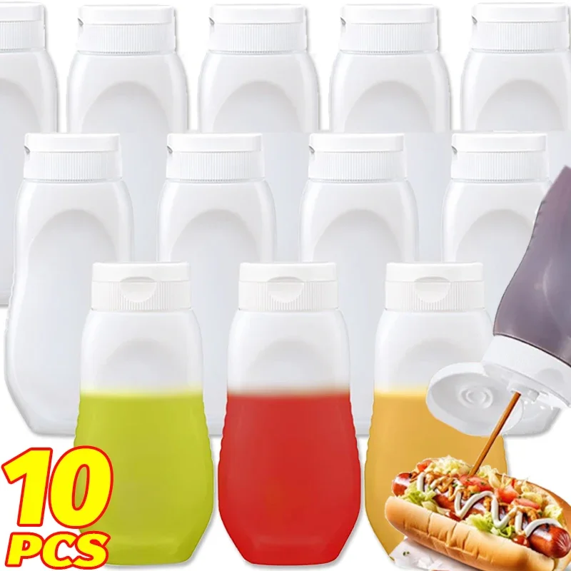 Sauces Squeeze Bottles with Lids PE Thickened Ketchup Salad Dressing Dispenser Multipurpose Condiment Liquid Storage Container