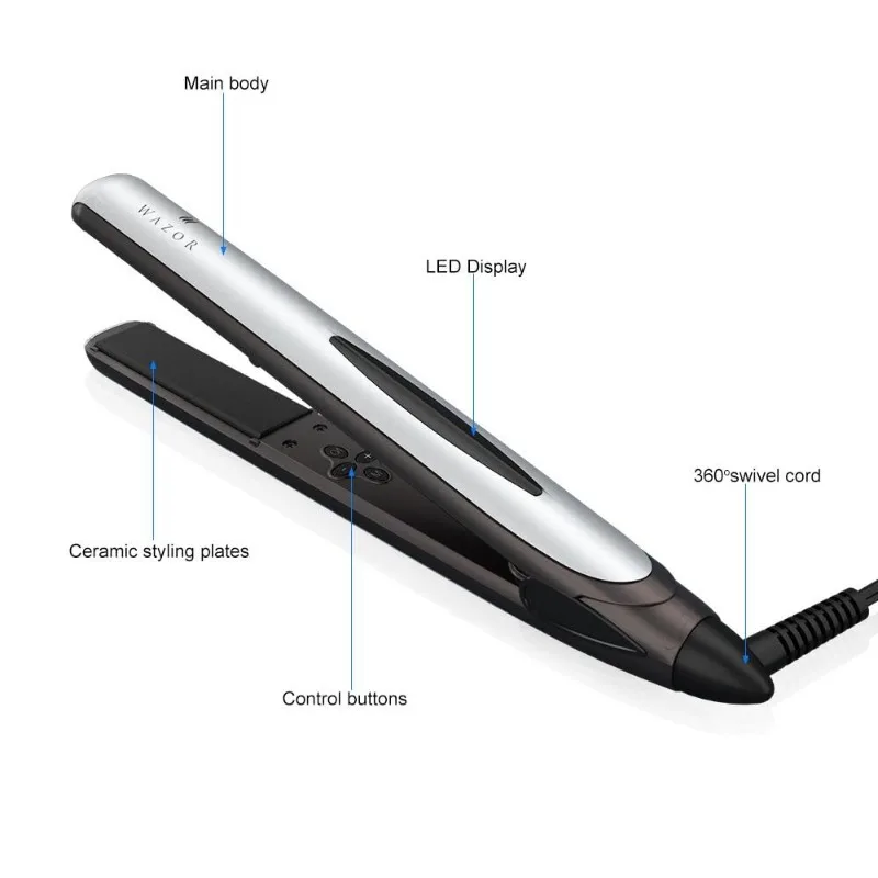 Hair Straightener and Curler Professional Ceramic 2 in 1 Flat Iron Instant Heat Up with Automatic Shut Off（60 min） LED Display