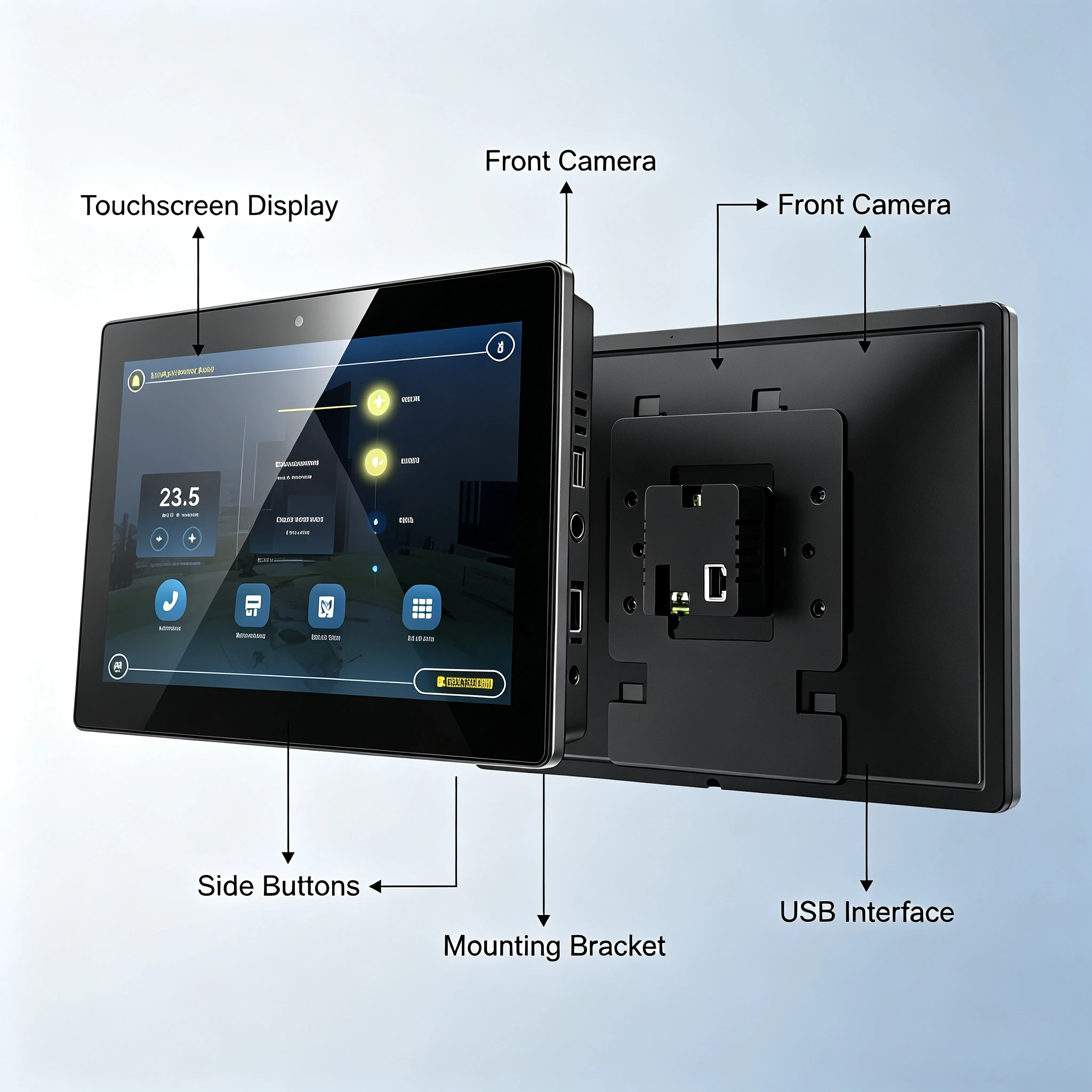 RK3568 Quad-core 2G Memory, Embedded Wall-mounted Central Control Panel WiFi Power Supply