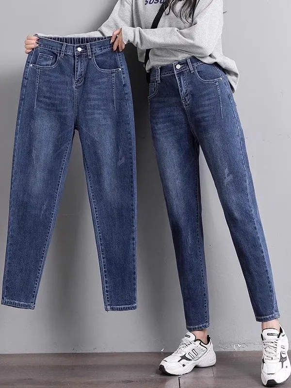 High Waist Loose Fit Mom Jeans Women's Spring Autumn Style Dad Jeans Bell Bottoms plus Size Slimming Denim Pants