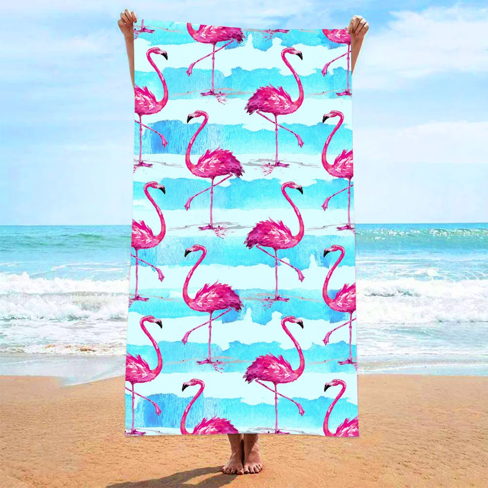 Beach Towel Flamingo Pattern Sun Protection and Windproof Suitable for Beach Pool Camping Travel Beach Blanket  Bath Towels