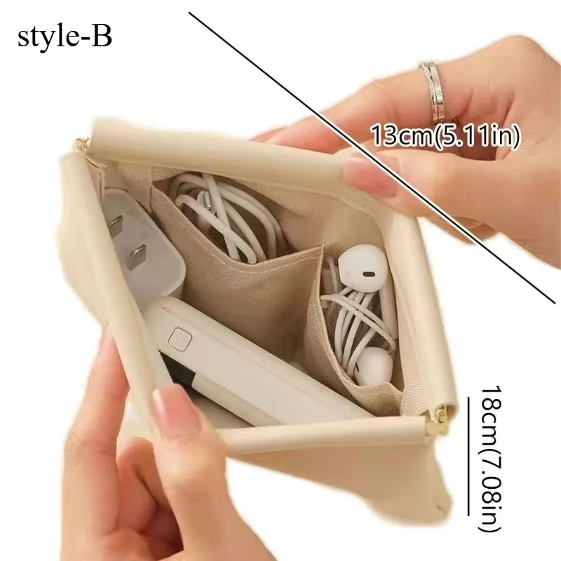 1PC Bullet Storage Bag with Automatic Closure, Wired Headphone Storage Bags, PU Coin Purse, Mini Portable Lipstick Makeup Bag