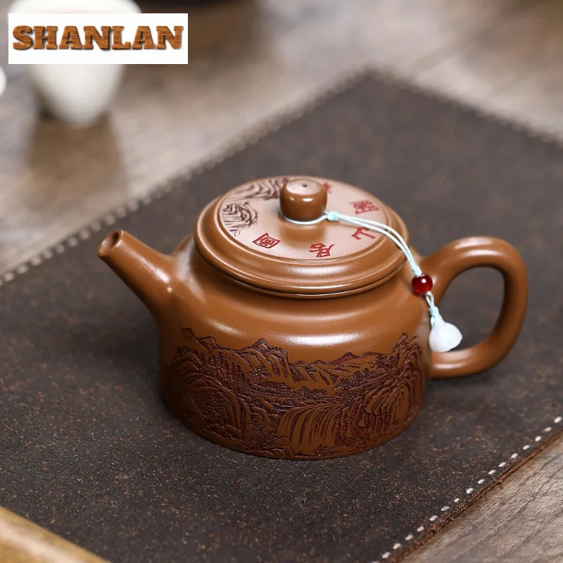 

450ml Traditional Yixing Purple Clay Teapots Handmade De Zhong Pot Raw Ore Zhu Mud Kettle Chinese Zisha Tea Set Cha Decoration