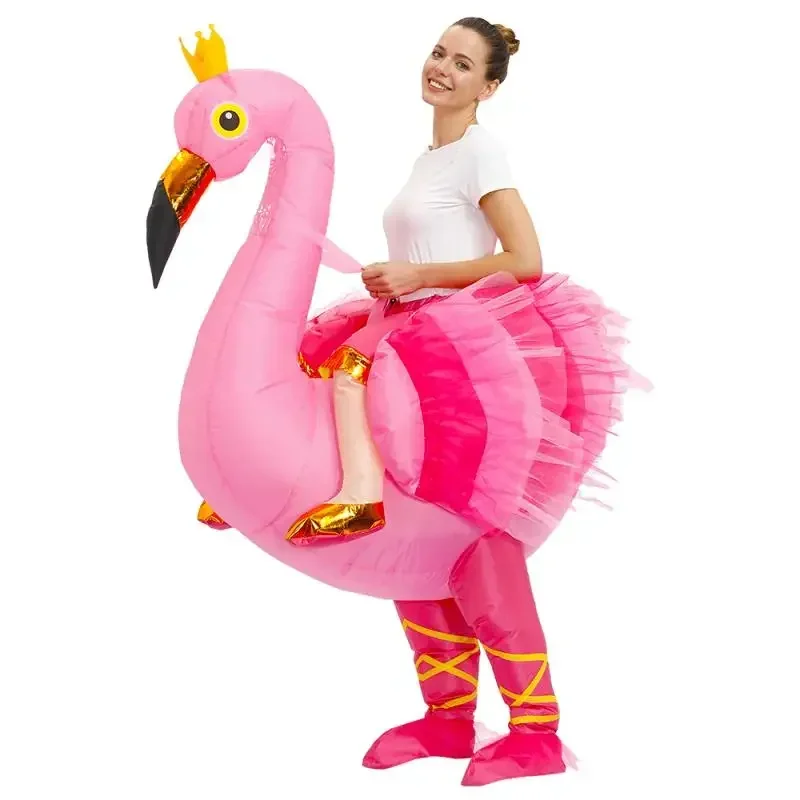 Disfraz inflable de flamenco para adultos, mascota de Anime, disfraces de juego Roly, Carnaval de Navidad, Halloween, Cosplay, trajes de vestir divertidos