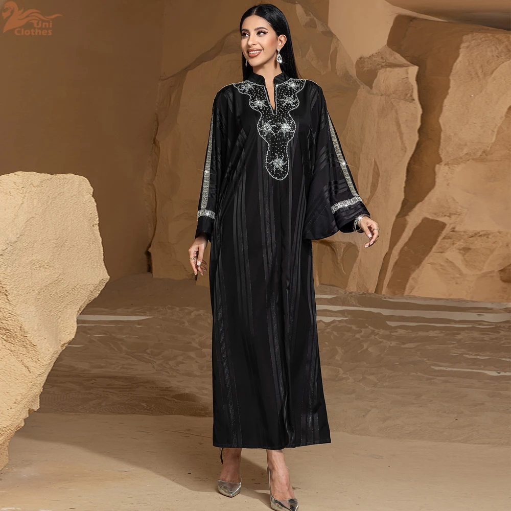 Eid Maroc Jalabiya caftan luxe dubaï perles Abaya femmes Robe de soirée musulmane Ramadan Islam Jalabiya Caftan Femme Robe