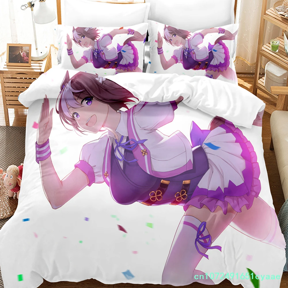 3D Print Anime Kawaii Grils Pretty Derby Bedding Sets Duvet Cover Set With Pillowcase Twin Full Queen King Bedclothes Bed Linen