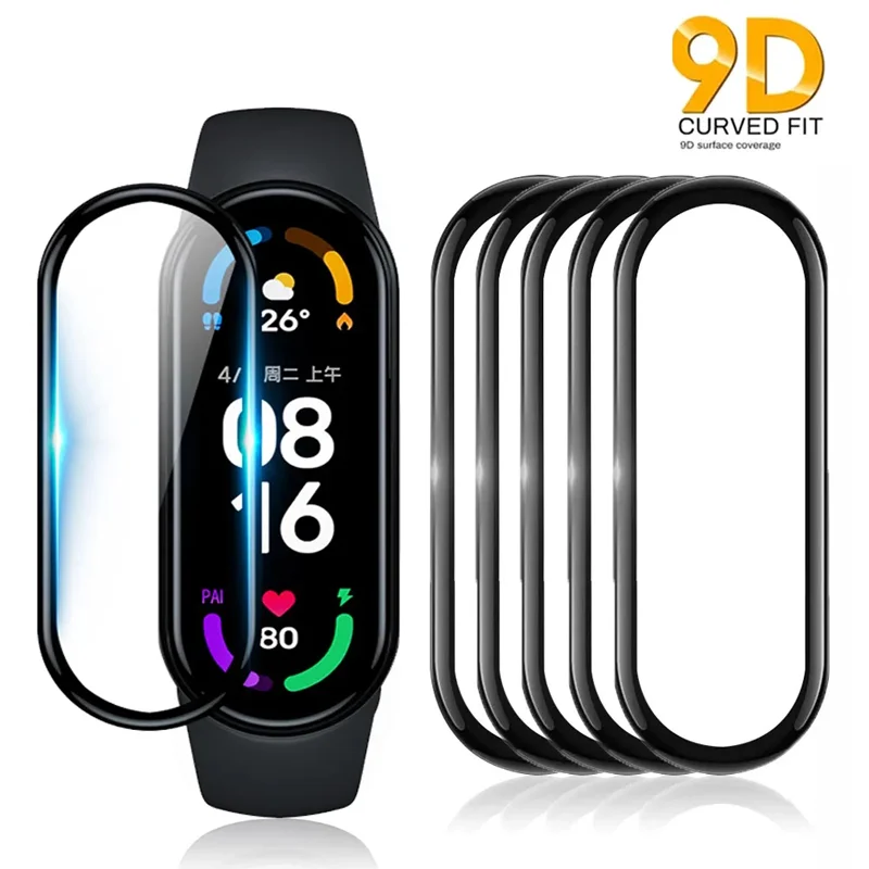 9D Full Screen Protector for Xiaomi band 6 7 8 film strap correa Smart Watch Miband Soft Protective Glass mi band 3 4 5 NFC Film