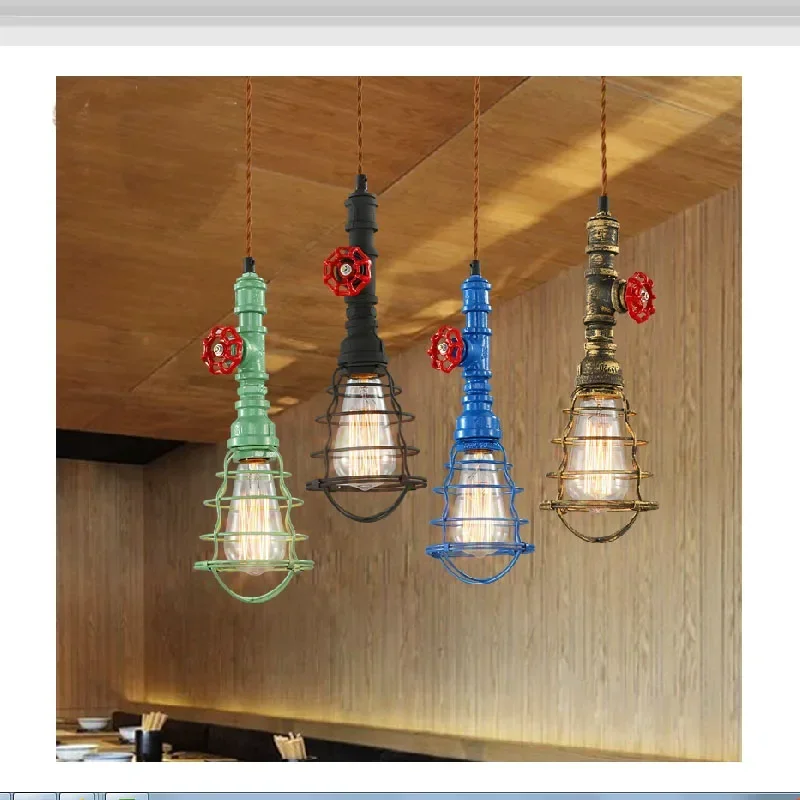 Nordic Loft Vintage Retro Wrought Iron Copper Chandelier Pulley Industrial Lamps E27 Edison Pendant Lamp Home Light Fixtures