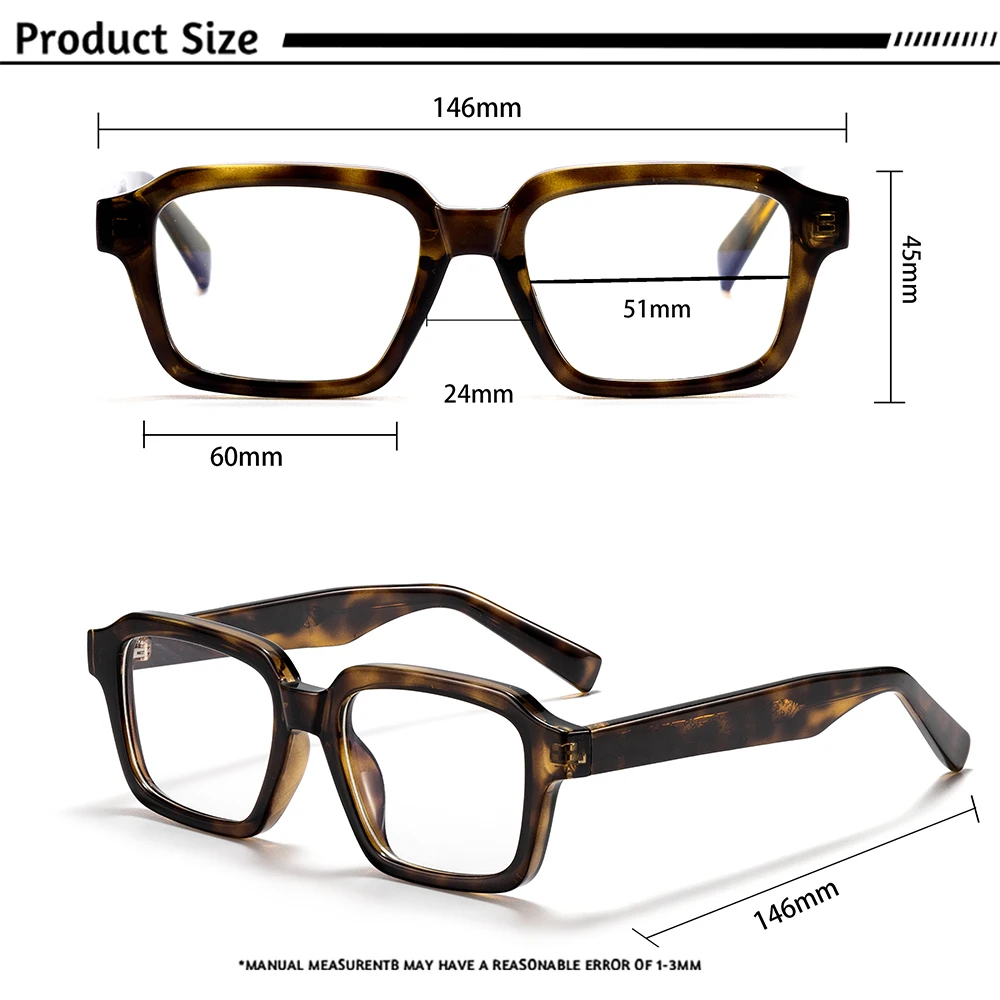 CATERSIDE Modische Herren-Brillengestelle Markendesign Eckige Brillengestelle für Damen Anti-Blaulicht-Lesebrille Partygeschenk Eyewear – Detail 2