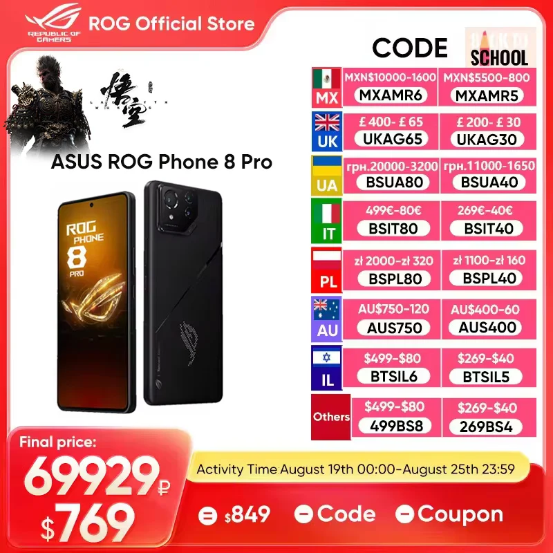 

ASUS ROG Phone 8 Pro 5G Smartphone Snapdragon 8 Gen 3 6.78'' 165HZ AMOLED Display Gaming Phone 5500mAh 65W Charge 50MP NFC