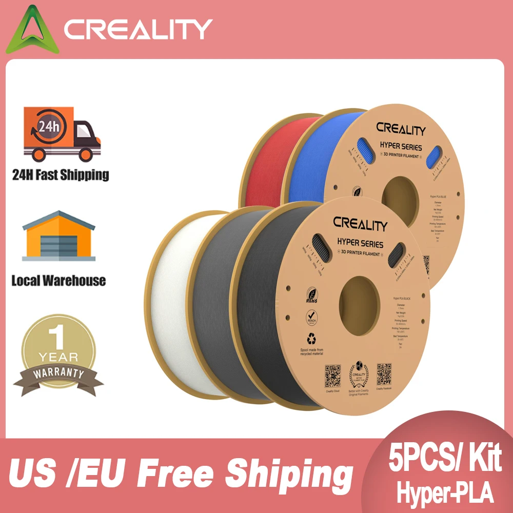 5pcs/Kit Creality Hyper PLA Filament 1kg High Speed 3D Printer Filament 1.75mm For Creality K1 MAX / Ender 3 V3 SE / 3 V3 Plus