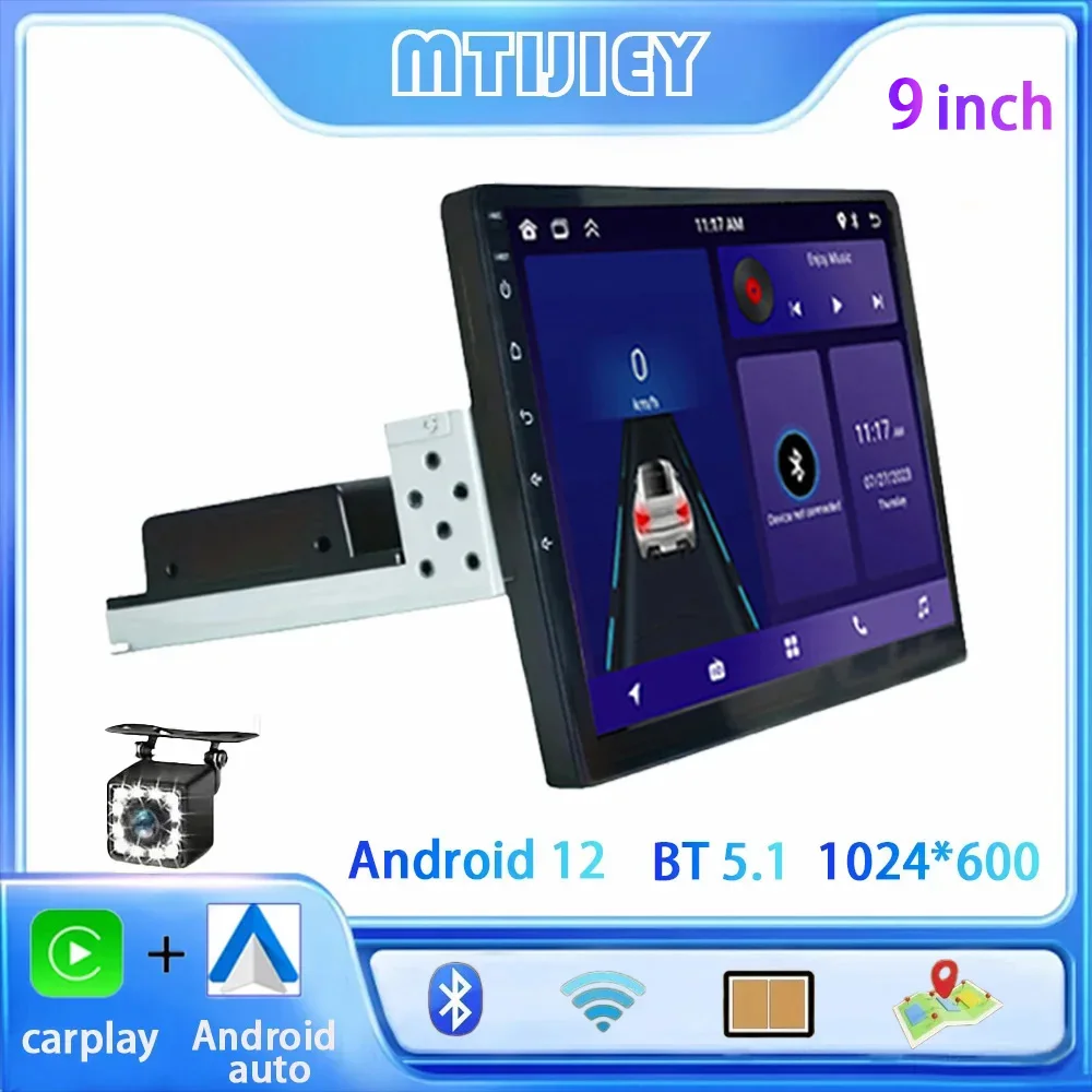 9'' 4core Android 1din auto multimediální Carplay univerzální navigace GPS 1 DIN headunit auto rádio audio stereo DVD