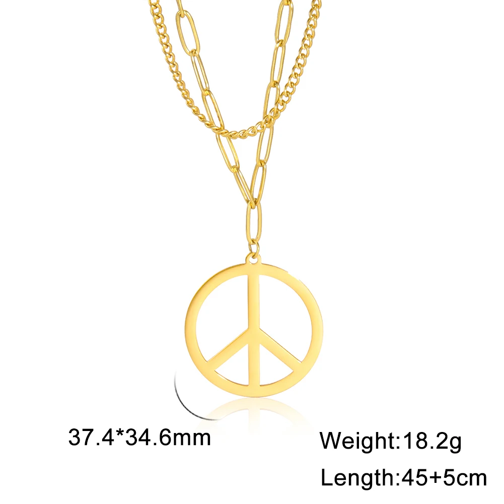 Amaxer Women's Double Layer Necklace Openwork Round Tree Branch Pendant Minimalism Vintage Female Male Accessories Couple Gifts image 5