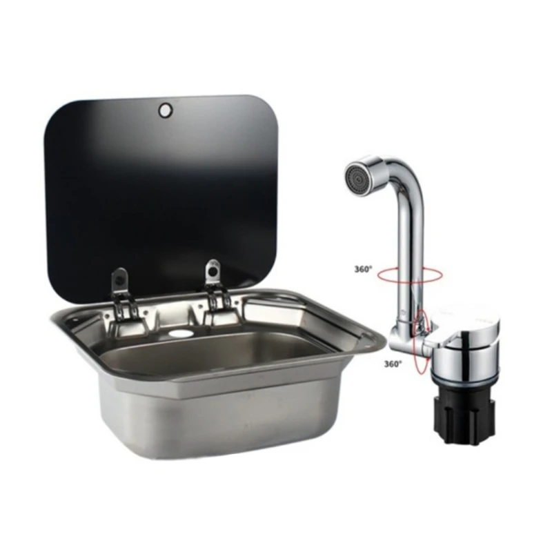 1Piece Copper Faucet High-end Folding Faucet Water Tap 360 Degree Cold Hot Water Faucet for Marine Boat Yacht